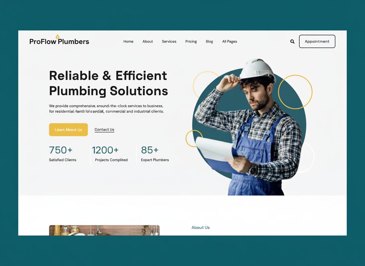Plumber website mockup